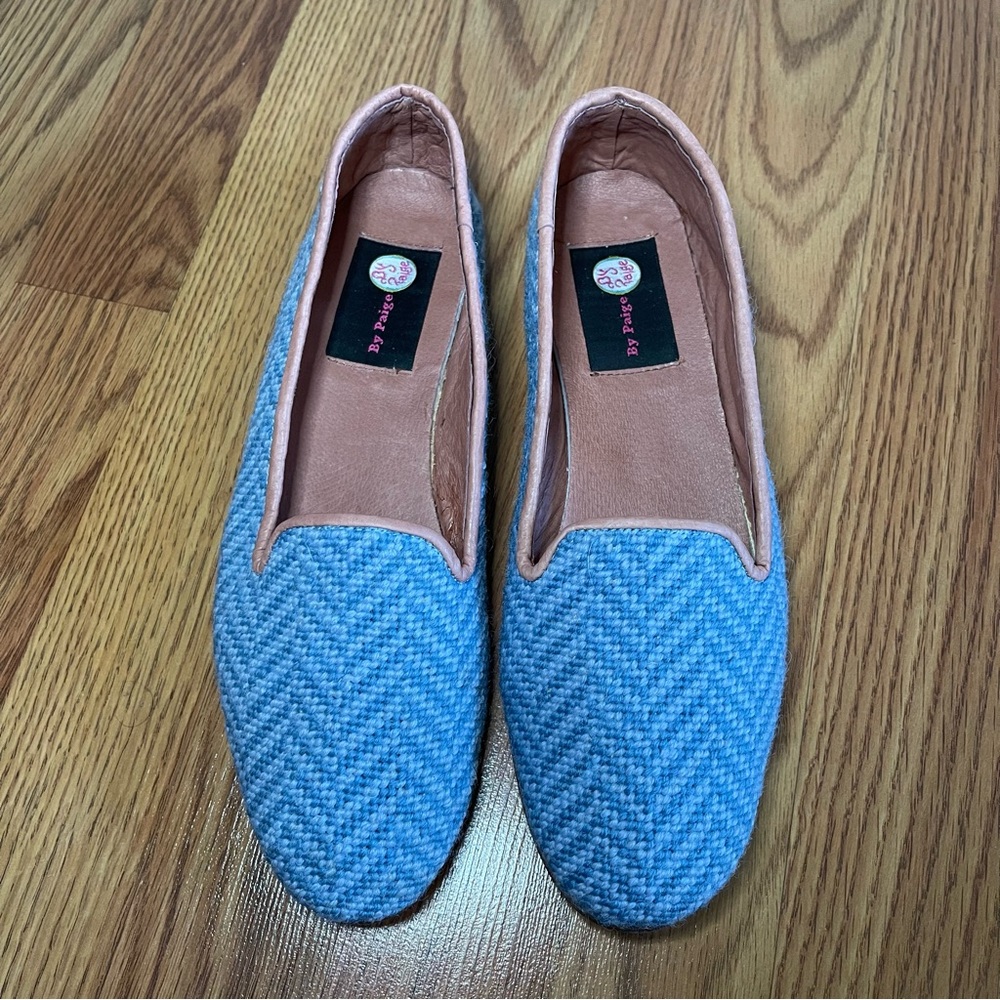 By Paige Hand Stiched Needlepoint Flats Slippers Shoes Size 11